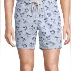 ST JOHNS BAY cotton shorts. Men’s size Medium Light blue with dark blue palms.🌴